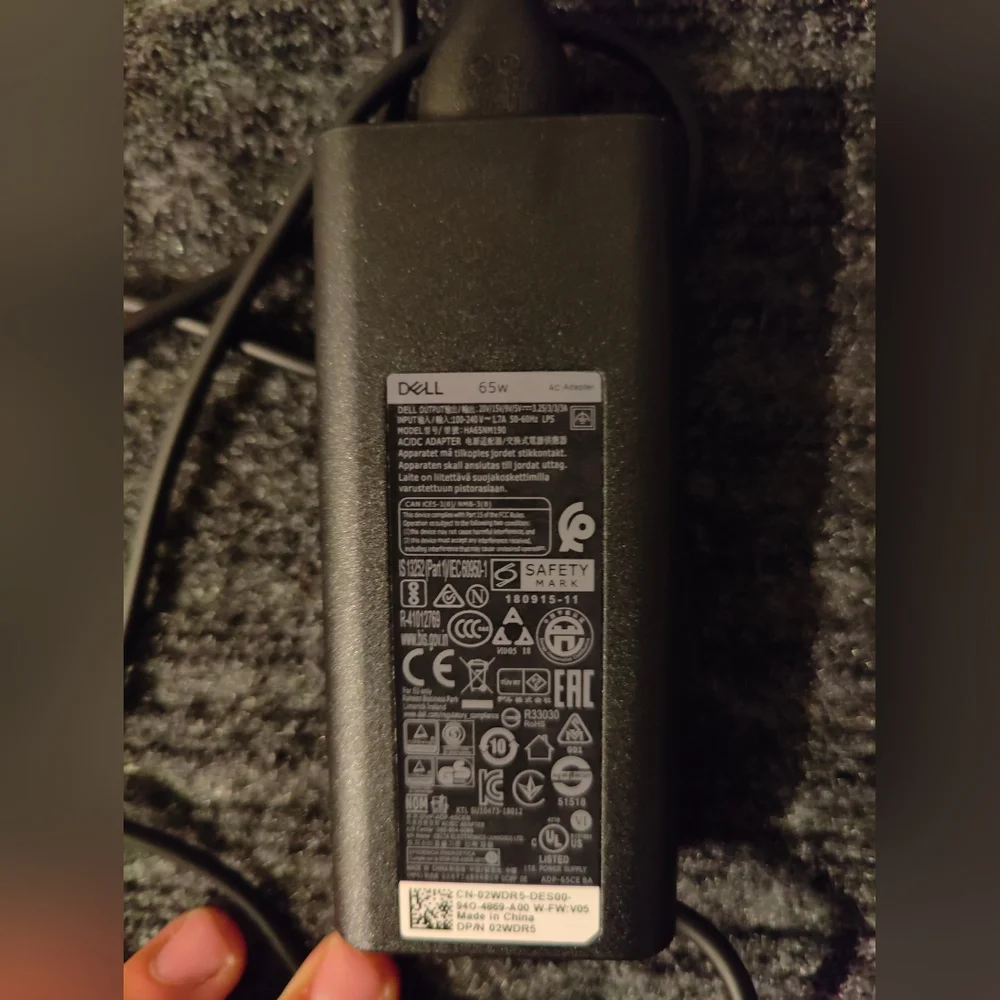 Dell 65W USB-C Laptop Power Adapter.